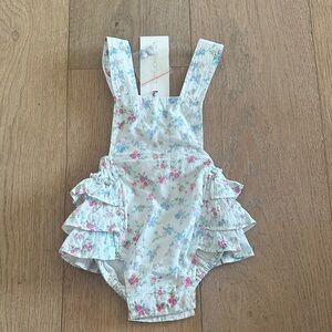 LoveShackFancy Floral Kids Bodysuit - Pink and Blue